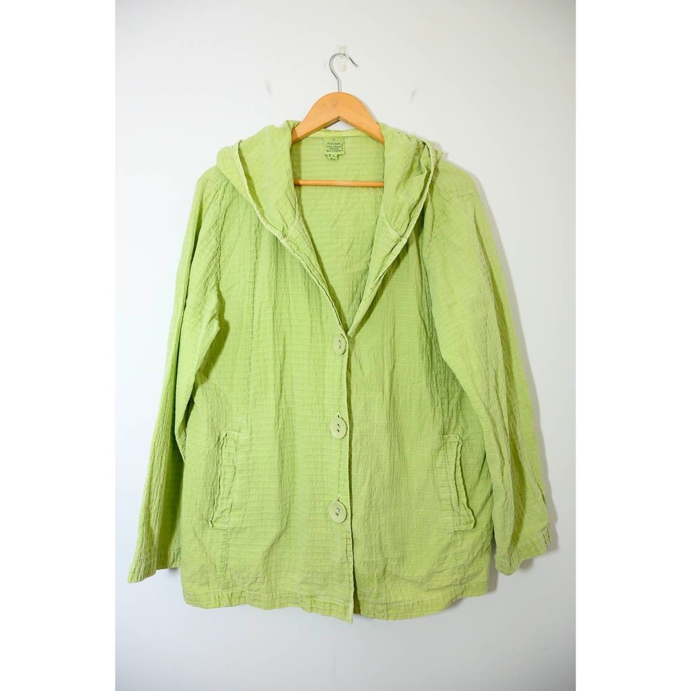 Focus Jacket L Green Cotton Gauze Hooded Hoodie Lightweight Spring Gorp